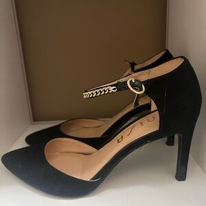Unisa Black Heels with Gold Chain Detail